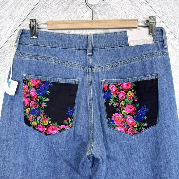 Mavi Jeans Miracle High Rise Wide Leg Size 27x32 Dark Well Blue Floral NWT NEW - Picture 6 of 9